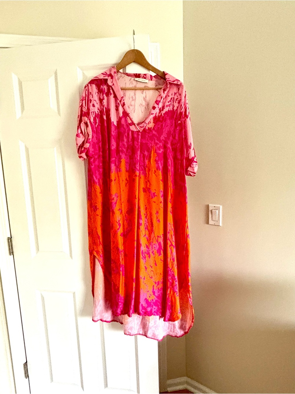 New Jack London Pink and orange Patterned Dress, caftan style. Fits 10,8,12,14